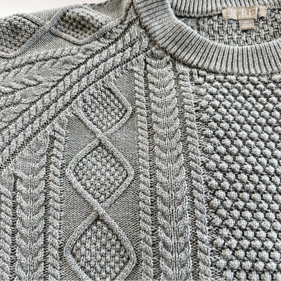 J. Crew Cotton Cable Knit Crewneck Sweater in Grey | XXL | EUC - Picture 6 of 10
